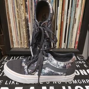 Grey Floral Vans Size 6.5
